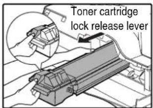 Toner cartridge lock release lever