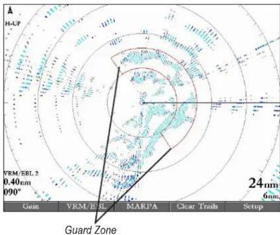 A H-UP FRM/EBL 2 0.40nm 090° 24nm 6nm Gain VRM/EBL MARPA Clear Trails Setup Guard Zone