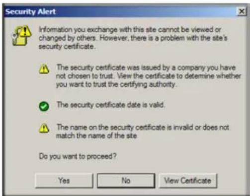 Security Alert Information you exchange with this site cannot be viewed or changed by others. However, there is a problem with the site's security certificate. The security certificate was issued by a company you have not chosen to trust. View the certificate to determine whether you want to trust t…