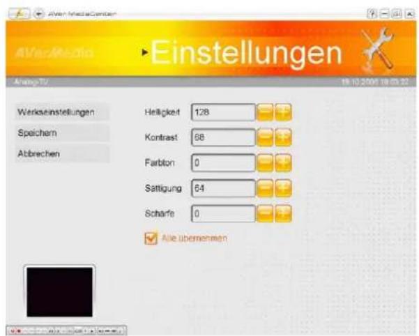 AVERMEDIA AVerTV TwinStar PCI-E - Analoge TV Einstellungen / Digitale TV Einstellungen → Farbeinstellungen - 1