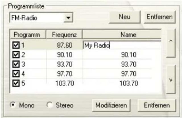 AVERMEDIA H830D - Ändern eines Radionamens - 1
