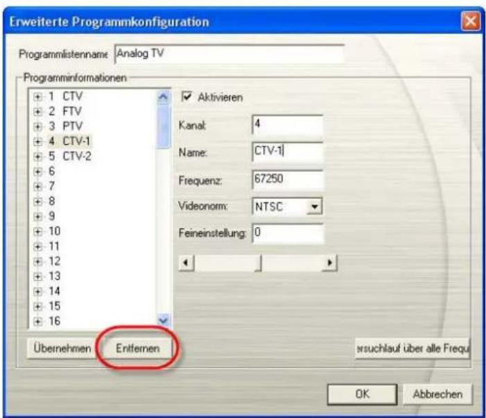 AVERMEDIA H830D - Entfernen unerwünschter Sender - 2