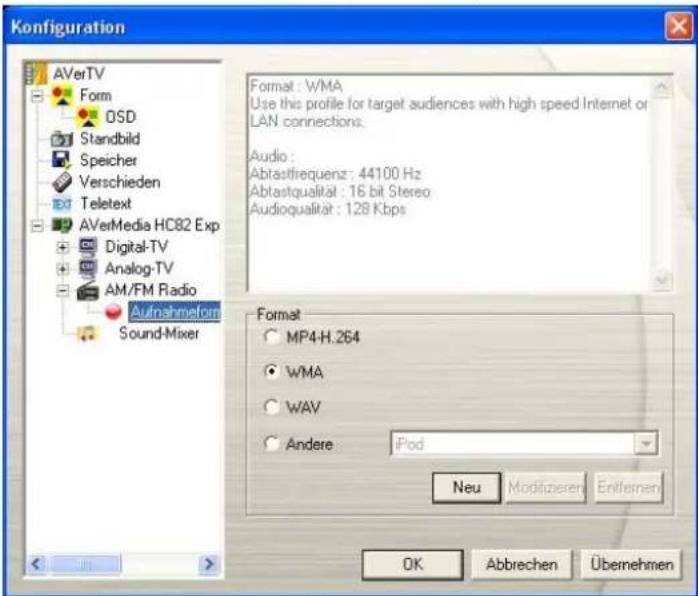 AVERMEDIA H830D - Individuelle Einstellungen für Audioaufnahme - 1