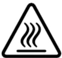 Warning sign depicting steam rising inside a triangle, indicating hazardous or hazardous material
