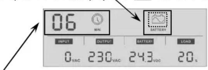 06 MIN BATTERY INPUT OUTPUT BATTERY LOAD 0 VAC 230 VAC 243 VDC 20 s