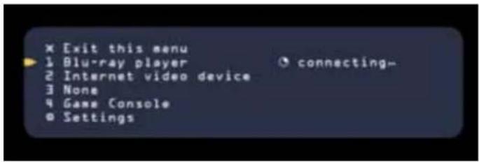 Exit this menu 1 Blu-ray player 2 Internet video device 3 None 4 Game Console 5 Settings