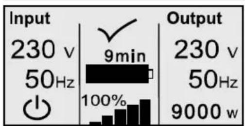 Input 230 v 50Hz 9min 100% Output 230 v 50Hz 9000 w
