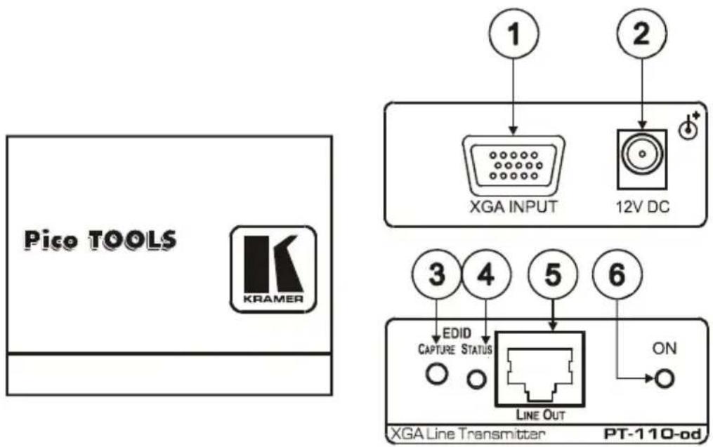 Pico TOOLS KRAMER XGA INPUT 12V DC 3 4 5 6 EDID CAPTURE STATUS LINE OUT ON XGA Line Transmitter PT-110-od
