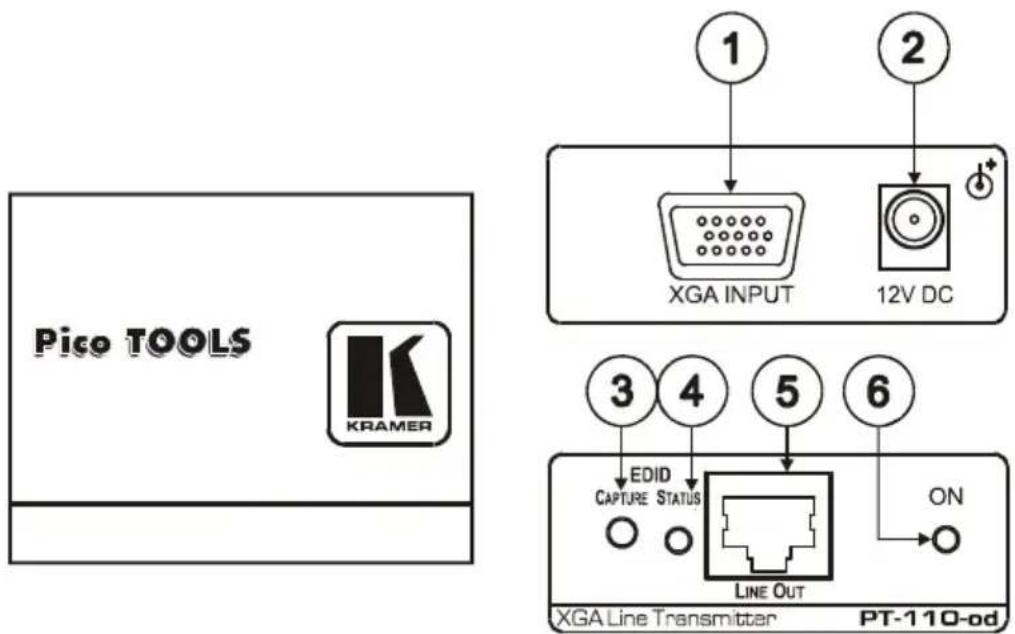 Pico TOOLS KRAMER XGA INPUT 12V DC 3 4 5 6 EDID CAPTURE STATUS LINE OUT ON XGA Line Transmitter PT-110-od