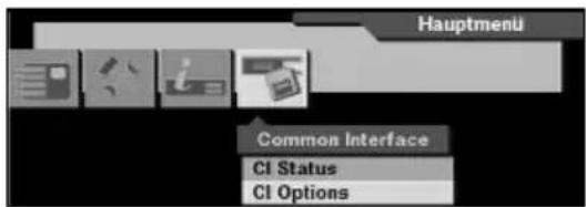 Hauptmenu Common Interface CI Status CI Options