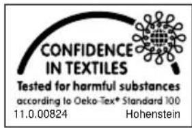 CONFIDENCE IN TEXTILES Tested for harmful substances according to Oeko-Tex® Standard 100 11.0.00824 Hohenstein