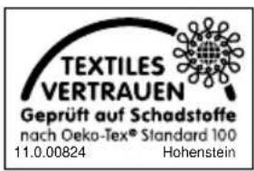 TEXTILES VERTRAUEN Geprüft auf Schadstoffe nach Oeko-Tex® Standard 100 11.0.00824 Hohenstein