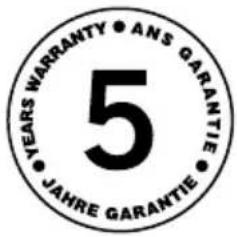 5 YEARS WARRANTY ANS GARANTIE JAHRE GARANTIE