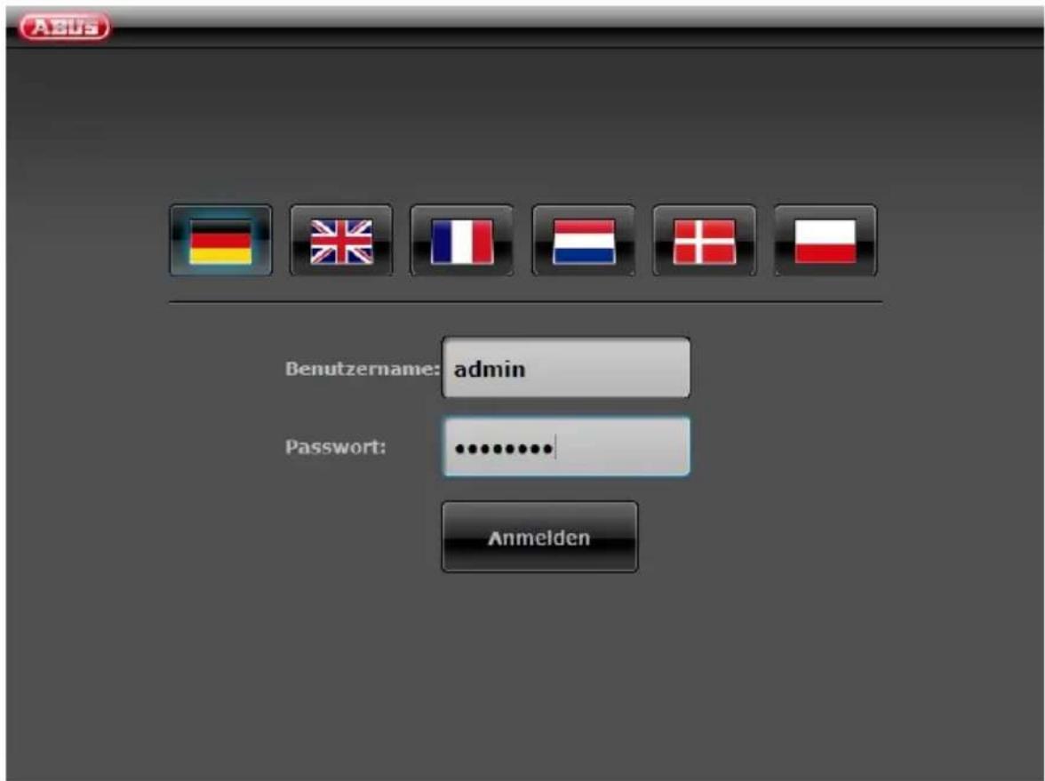 Benutzername: admin Password: ............. Anmelden