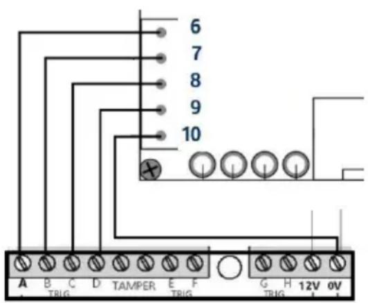 6 7 8 9 10 A B C D TAMPER E F G H 12V 0V TRIG TRIG TRIG