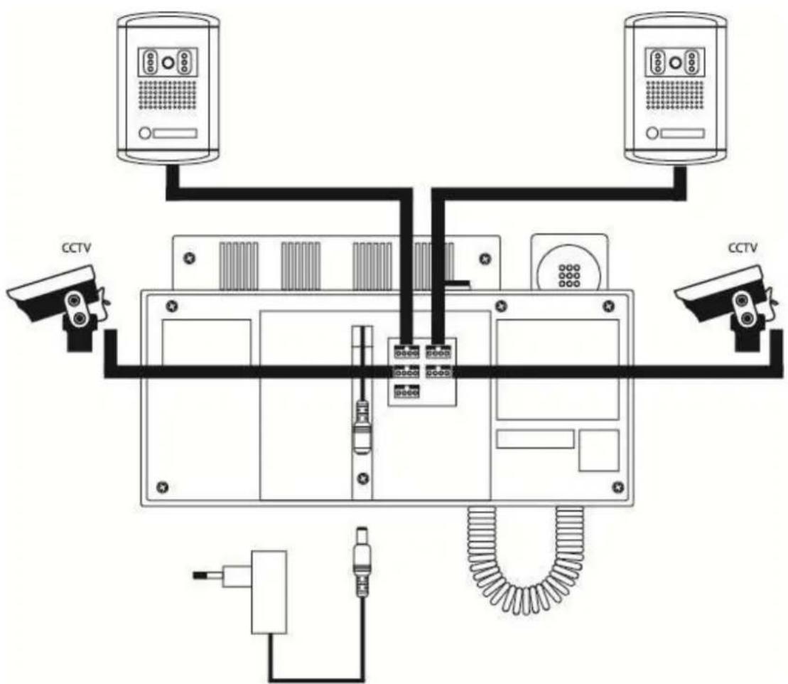 Emos H1131 - Schema de conectare a portarului video - 1