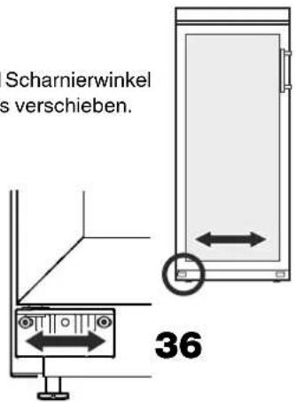 Scharnierwinkel is verschieben. 36
