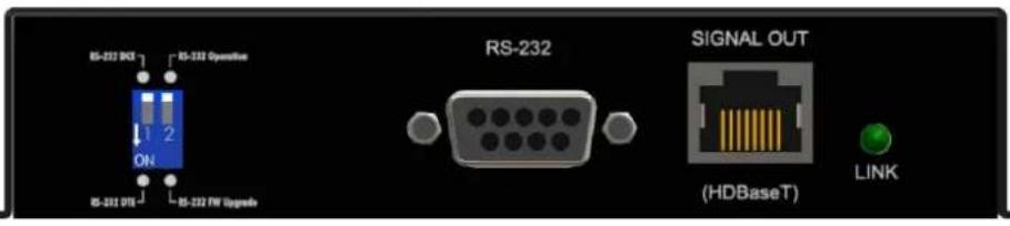 RS-232 OUT RS-232 Operation 1 2 ON RS-232 DTR RS-232 FM Upgrade RS-232 SIGNAL OUT (HDBaseT) LINK