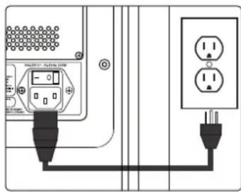 Diagram showing connection between a power outlet with a terminal socket and two separate outlets, labeled in English.