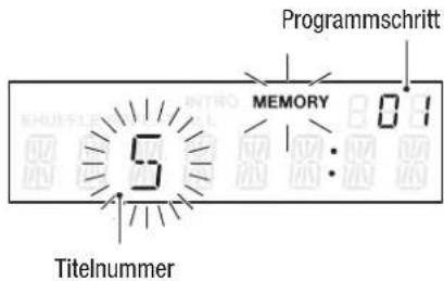 Programmschritt MEMORY 0.1 5 Titelnummer
