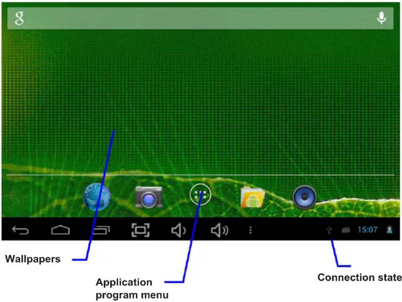 Wallpapers Application program menu Connection state