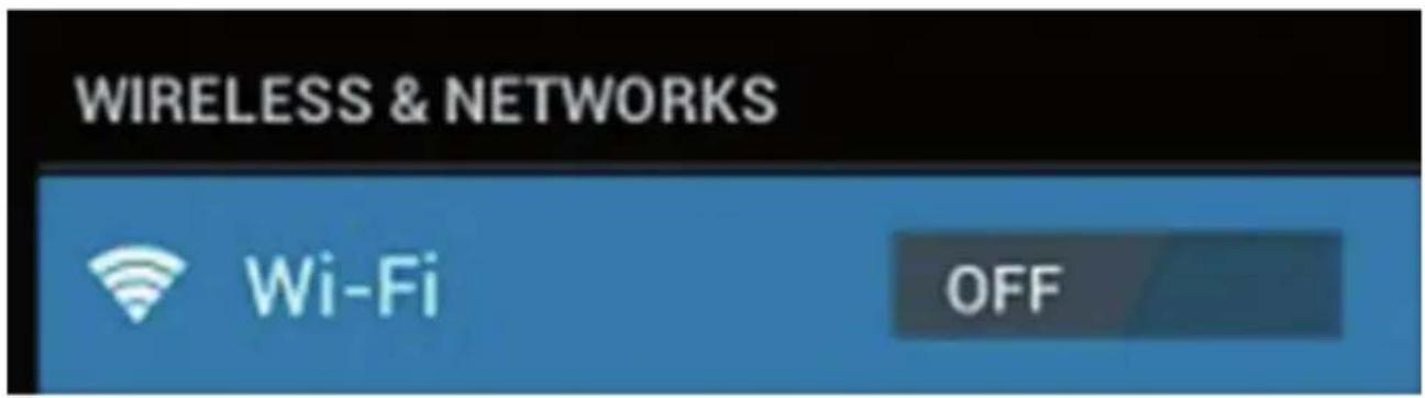 WIRELESS & NETWORKS Wi-Fi OFF
