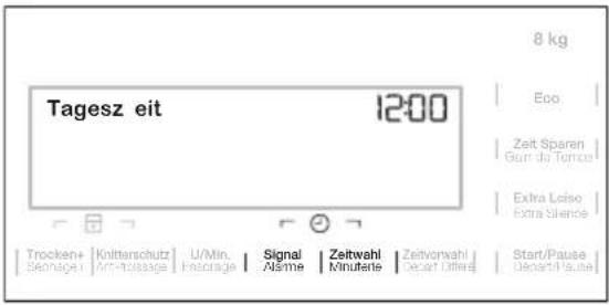 8 kg Tagesz eit 12:00 Eco Zeit Sparen Gan du Torso Extra Loise Extra Silence Trocken+ Knittanschutz U/Min. Signal Zeitwahl Zeitvorwahl Start/Pause Seinagen Archivirlage Fassage Alisme Minuteni Depart Differ Desert/Pause