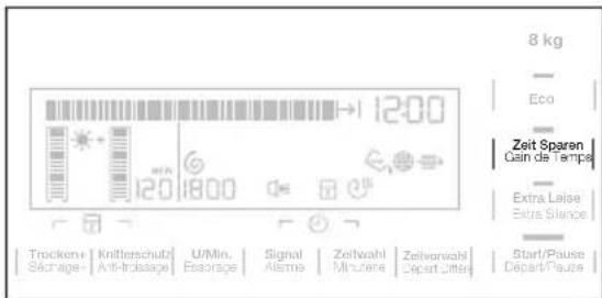 8 kg Eco Zeit Sparen Gain de Temps Extra Laise Extra Slance Trucken+ Knitterschutz U/Min. Signal Zeitwahl Zeitvanzahl Start/Pause Sécrage- Anti-Irdsape Espaage Alarme Minutere Départ Umsé Départ/Pause
