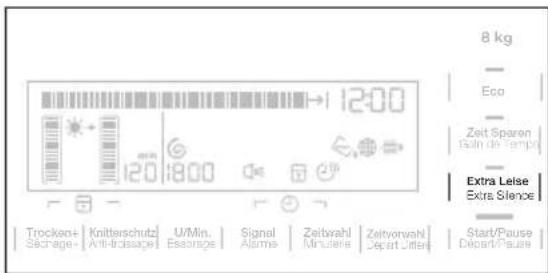 8 kg Eco Zeit Sparen Gain de Tempo Extra Leise Extra Silene Trocken+ Sachage Knitterschutz Anti-Ersteange U/Min. Essorge Signal Alarms Zeitwahl Minutes Zeitvorwahl Depart Uitter Start/Pause Depart-Pause
