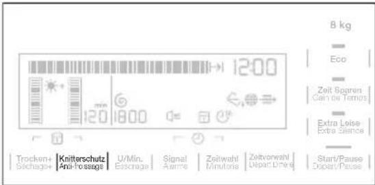 8 kg Eco Zeit Sparen Can or Temps Extra Leise Extra Slance Trocken+ Sechage Knitterschutz Anti-Passage U/Min. Eschage Signal Aurine Zeitwahl Minutes Zeitvorwahl Depart./Dreie Start/Pause Depart./Pause