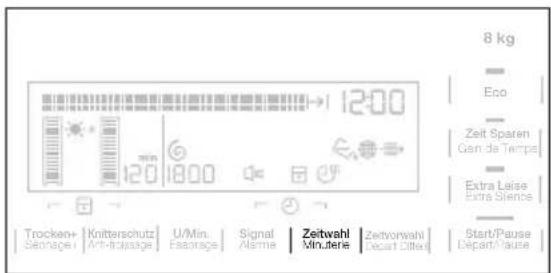 8 kg Eco Zeit Sparen Gan de Temps Extra Leise Extra Silence Trocken+ Sennage Knitterschutz Anti-fraissage U/Min. Essarage Signal Alisma Zeitwahl Minutteris Zebtrowahl Decart Oitter Start/Pause Depart/Pause