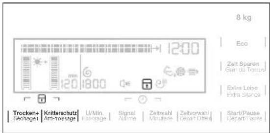 8 kg Eco Zeit Sparen Gan du Temps Exlm Loise Extra Blanche Trocken+ Schutz- Knitterschutz Anti-tossage U/Min. Passage Signal Alarme Zeitwahl Minutente Zeitvorwahl Depart Diften Start/Pause Depart/Pause