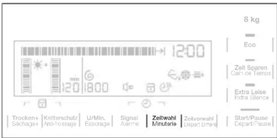 8 kg Eco Zeit Sparen Cain de Temps Extra Leise Extra silence Trocken+ Séchage+ Knitterschutz Anti-frossage U/Min. Esscrage Signal Alarme Zeitwahl Minutarie Zeitvorwahl Départ Ume Start/Pause Départ/Pause