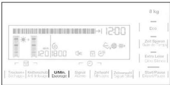 8 kg — Eco — Zeit Sparon Guan de Tempo — Extra Leise Extra Blanche Trocken+ Knitterschutz U/Min. Signal Zeitwahl Zeitwahahl Sachage Anti Inbbags Espausage Alamo Minjahr Sypur Differ Start/Pause Dipart/Pause