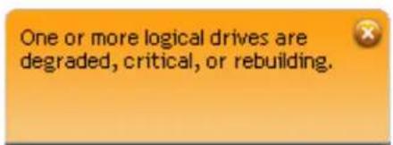 One or more logical drives are degraded, critical, or rebuilding.