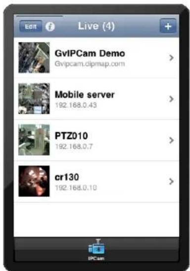 Live (4) GvlPCam Demo Gvipcam.dipmap.com Mobile server 192.168.0.43 PTZ010 192.168.0.7 cr130 192.168.0.10