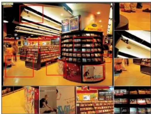 Street photo of a supermarket interior with visible product shelves, signage, and promotional posters