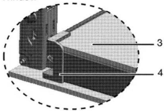 Technical diagram of a mechanical assembly with numbered parts labeled 3 and 4