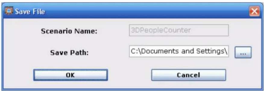 Save File Scenario Name: 3DPeopleCounter Save Path: C:\Documents and Settings\ OK Cancel