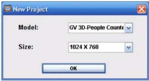 New Project Model: GV 3D-People Count Size: 1024 X 768 OK