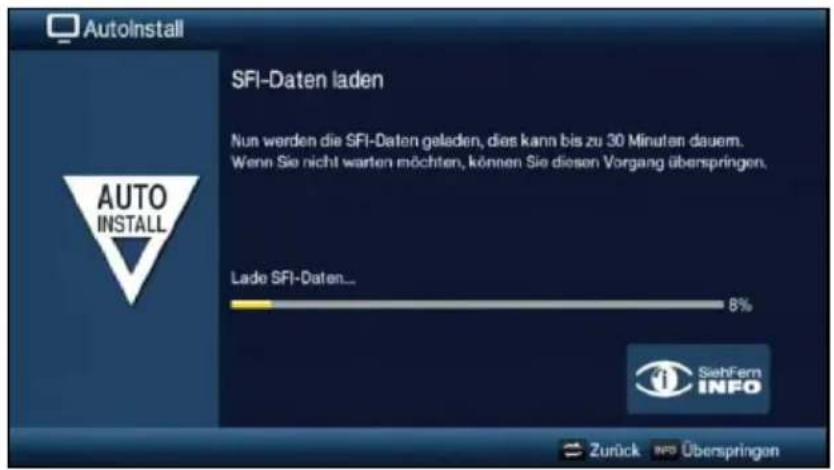 AutoInstall SFI-Daten laden Nun werden die SFI-Daten geleden, dies kann bis zu 30 Minuten dauern. Wenn Sie nicht warten möchten, können Sie diesen Vorgang überspringen. Lade SFI-Daten... 8% Zurück INFO Überspringen
