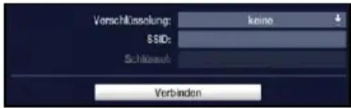 Verschücksolung: keine SSID: Schlossel: Verbinden