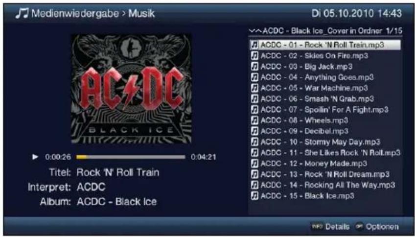 Medienwiedergabe > Musik Di 05.10.2010 14:43 ACDC - Black Ice Cover in Ordner 1/15 ACDC - 01 - Rock 'N Roll Train.mp3 ACDC - 02 - Skies On Fire.mp3 ACDC - 03 - Big Jack.mp3 ACDC - 04 - Anything Goes.mp3 ACDC - 05 - War Machine.mp3 ACDC - 06 - Smash 'N Grab.mp3 ACDC - 07 - Spoilin' For A Fight.mp3 ACDC - 08 - Wheels.mp3 ACDC - 09 - Decibel.mp3 ACDC - 10 - Stormy May Day.mp3 ACDC - 11 - She Likes Rock 'N Roll.mp3 ACDC - 12 - Money Made.mp3 ACDC - 13 - Rock 'N Roll Dream.mp3 ACDC - 14 - Rocking All The Way.mp3 ACDC - 15 - Black Ice.mp3 Titel: Rock 'N' Roll Train Interpret: ACDC Album: ACDC - Black Ice MID Details Optionen