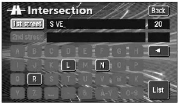 ECLIPSE AVN6600 - Enter the Street Name by touching on the characters on the screen one character at a time. - 1