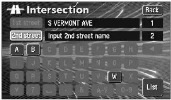 ECLIPSE AVN6600 - Enter one more Street Name in the same manner. - 1