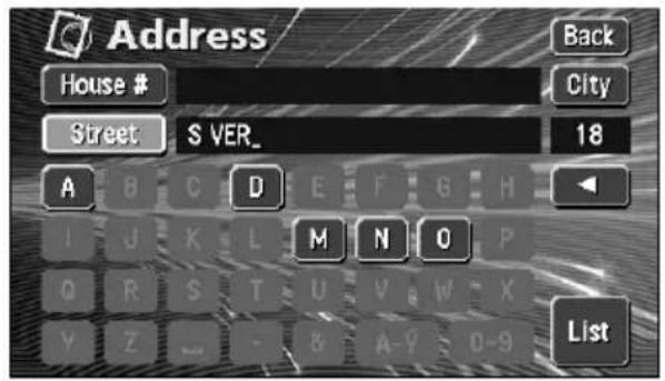 ECLIPSE AVN6600 - Touch Street er one character at a time. - 1