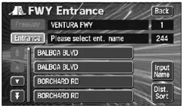 ECLIPSE AVN6600 - Touch the entrance or exit name to be displayed form the list. - 1