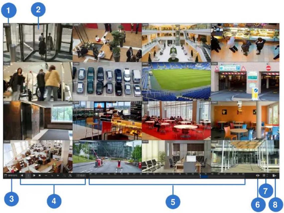 Grid of 8 sequential photos showing car and parking scenes in a commercial or institutional setting, labeled 1 through 8.