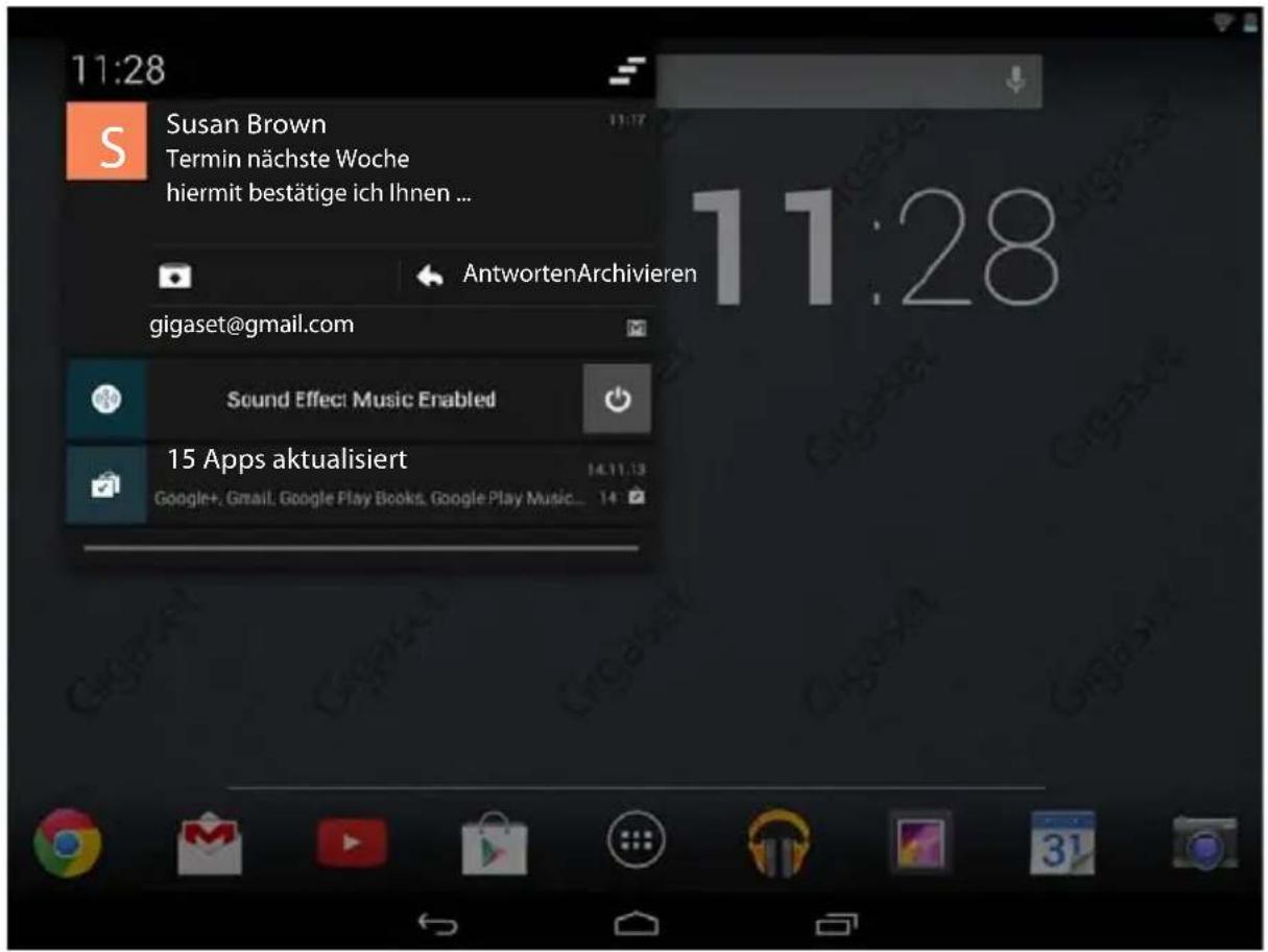 11:28 Susan Brown Termin nächste Woche hiermit bestätige ich Ihnen ... AntwortenArchivieren gigaset@gmail.com Sound Effect Music Enabled 15 Apps aktualisiert Google+, Gmail, Google Play Books, Google Play Music... 14.11.13 11:28