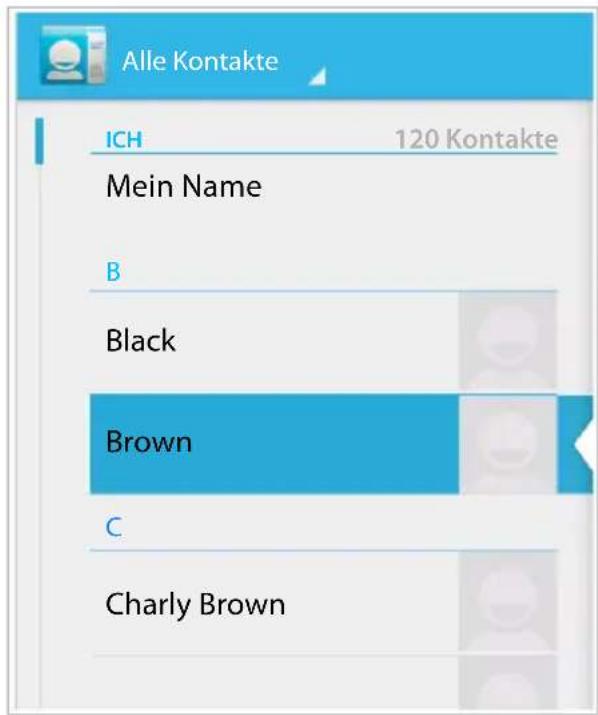 Alle Kontakte ICH 120 Kontakte Mein Name B Black Brown C Charly Brown